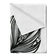 thumbnail image 2 of Black and White Soft Flannel Fleece Throw Blanket, Boho Leaves Hippie Lifestyle Yoga with Swirls and Curved Art Motif, Cozy Plush for Indoor and Outdoor Use, 70" x 90", Black White, by Ambesonne, 2 of 5