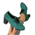 thumbnail image 6 of Yusimy Women's Fashionable Casual Autumn Winter High Heels - Round Toe Thick Heel Lace-Up Shoes in Solid Color Versatile Style for Daily Wear, 6 of 9