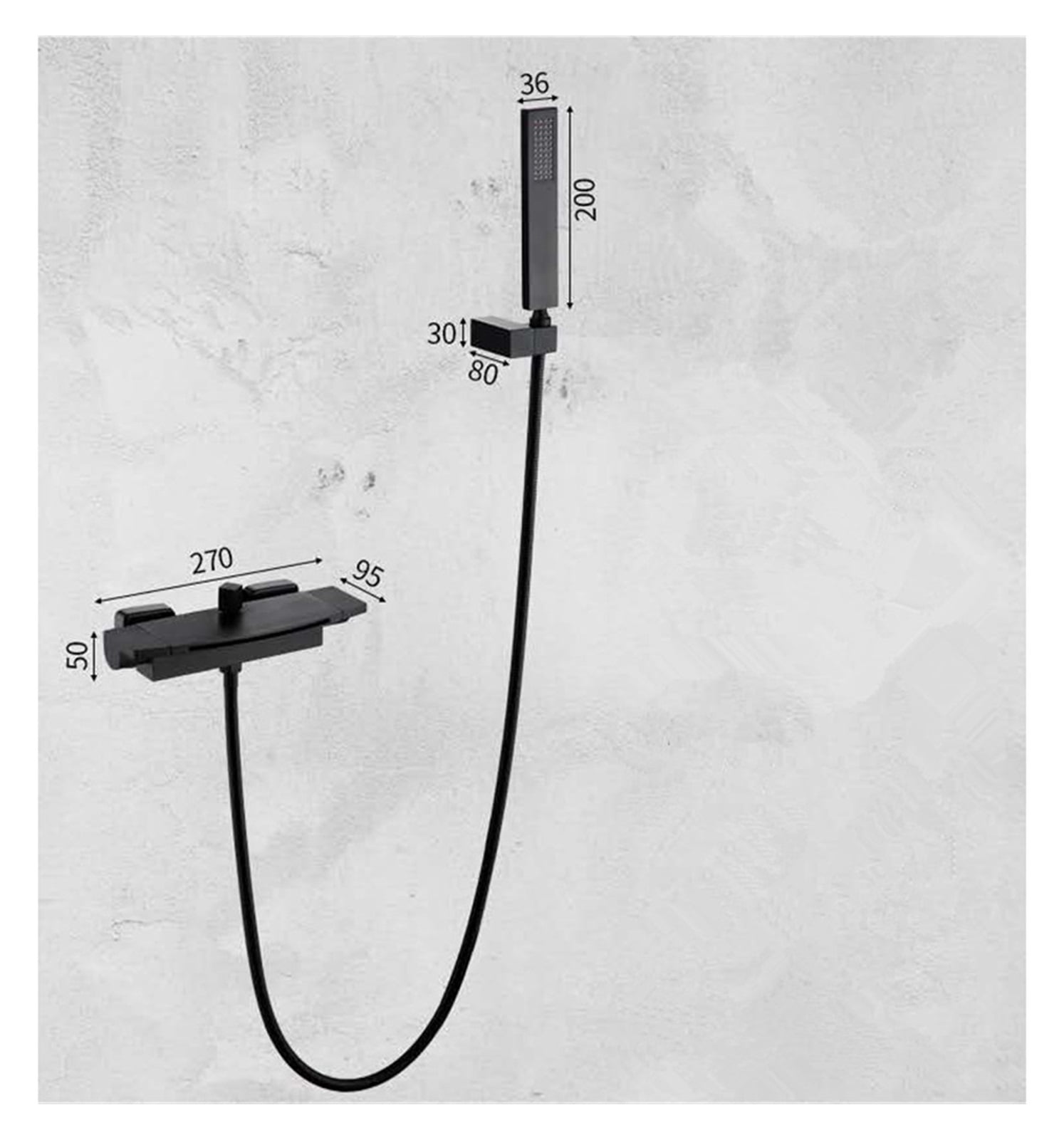 Rose Gold Bathtub Shower Faucet Set Brass Bathtub Faucet Hot &amp; Cold Taps Mixer With Handheld Waterfall Bathtub Tap Black