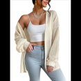 thumbnail image 1 of Chaqueta de Punto Holgada de Larga con Farol para Mujer Crema M, 1 of 9