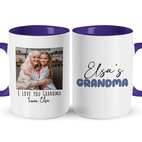 Customizaholic Personalized Grandma Photo Mug with Custom Name – Accent Coffee Mug, Heartfelt Gift from Grandchild