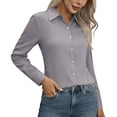 thumbnail image 4 of TGSLY Women's Collared Button Down Tops Slim Fit V Neck Long Sleeve Dress Shirts Lightweight Soft Solid Color Tunic Blouses M, 4 of 9