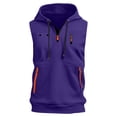 thumbnail image 4 of Dresfit Tank Tops for Men Sleeveless Zip Up Hoodie Hooded Quarter Zip Hawaiian Shirts Summer 2026 Muscle Fit Cut Off Big and Tall Athletic T Shirts Purple L, 4 of 5