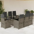 thumbnail image 1 of vidaXL 9 Piece Garden Dining Set with Cushions Grey Poly Rattan, 1 of 1