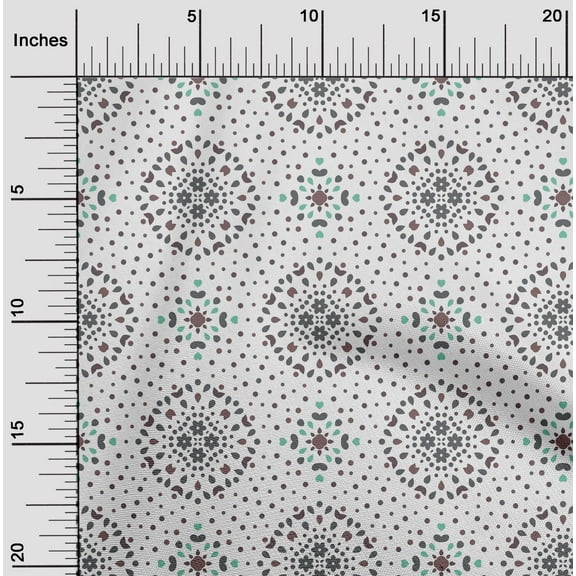 oneOone Cotton Jersey Gray Fabric Floral|Heart & Dots Quilting Supplies Print Sewing Fabric By The Yard 58 Inch Wide
