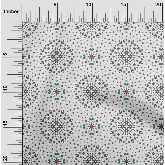 oneOone Georgette Viscose Gray Fabric Floral|Heart & Dots Sewing Material Print Fabric By The Yard 42 Inch Wide
