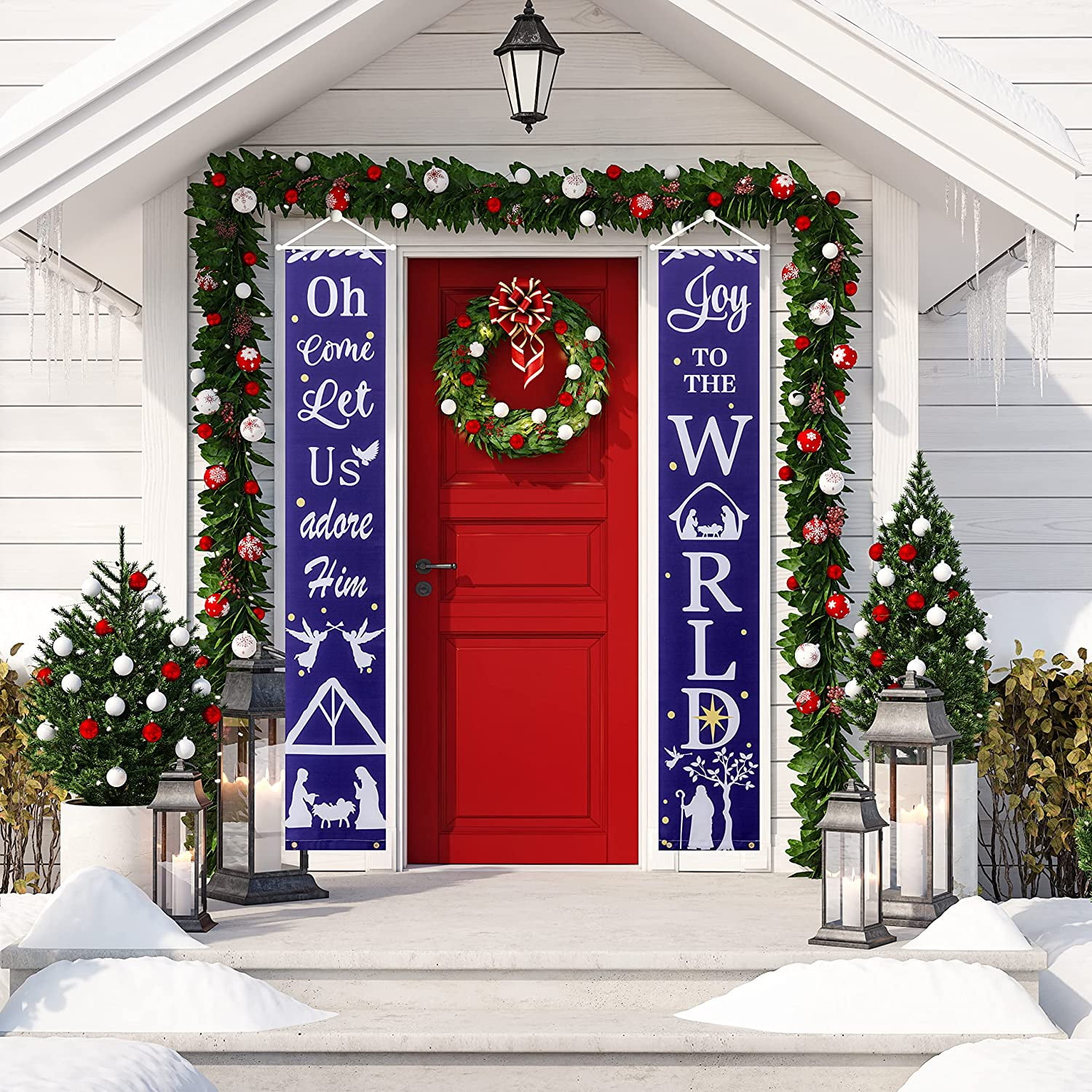 Christmas Porch Banner, with Holy Jesus Nativity Pattern Christmas