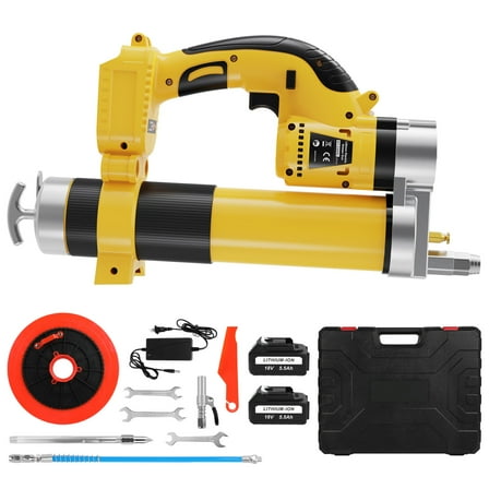 Grease Gun Battery Powered, Cordless Grease Gun Kit with 2Pcs 5500 mAh Batteries & Charger, 8000PSI, for Truck Automotive Marine Farm Equipment