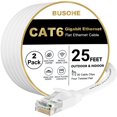 thumbnail image 1 of Cable Ethernet BUSOHE Cat6, 25 m, blanco, paquete de 2 con clips, 1 of 7