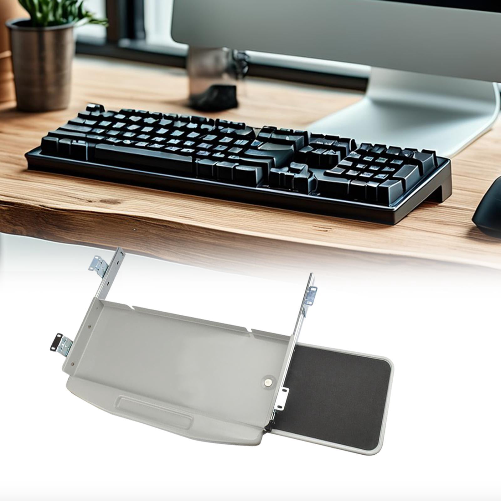 LeeQinersw Keyboard Tray Under Desk Pull Out Easy Installation Keyboard Holder with Folding Gray