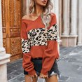 thumbnail image 5 of Puntoco-suéter de manga larga con cuello en V para mujer, blusa holgada con estampado de leopardo, suéter de punto, liquidación de Navidad Puntoco Puntoco-3142, 5 of 5