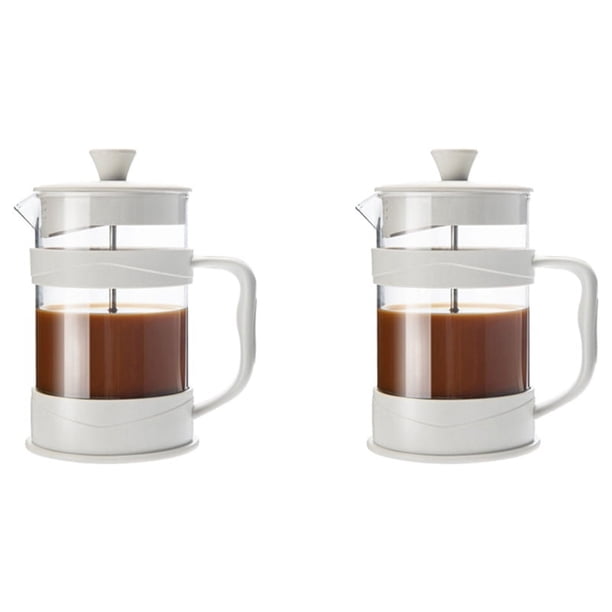 Cafetera de prensa francesa de 12 onzas, 2 unidades, para preparar té y café frío y caliente con vidrio de borosilicato