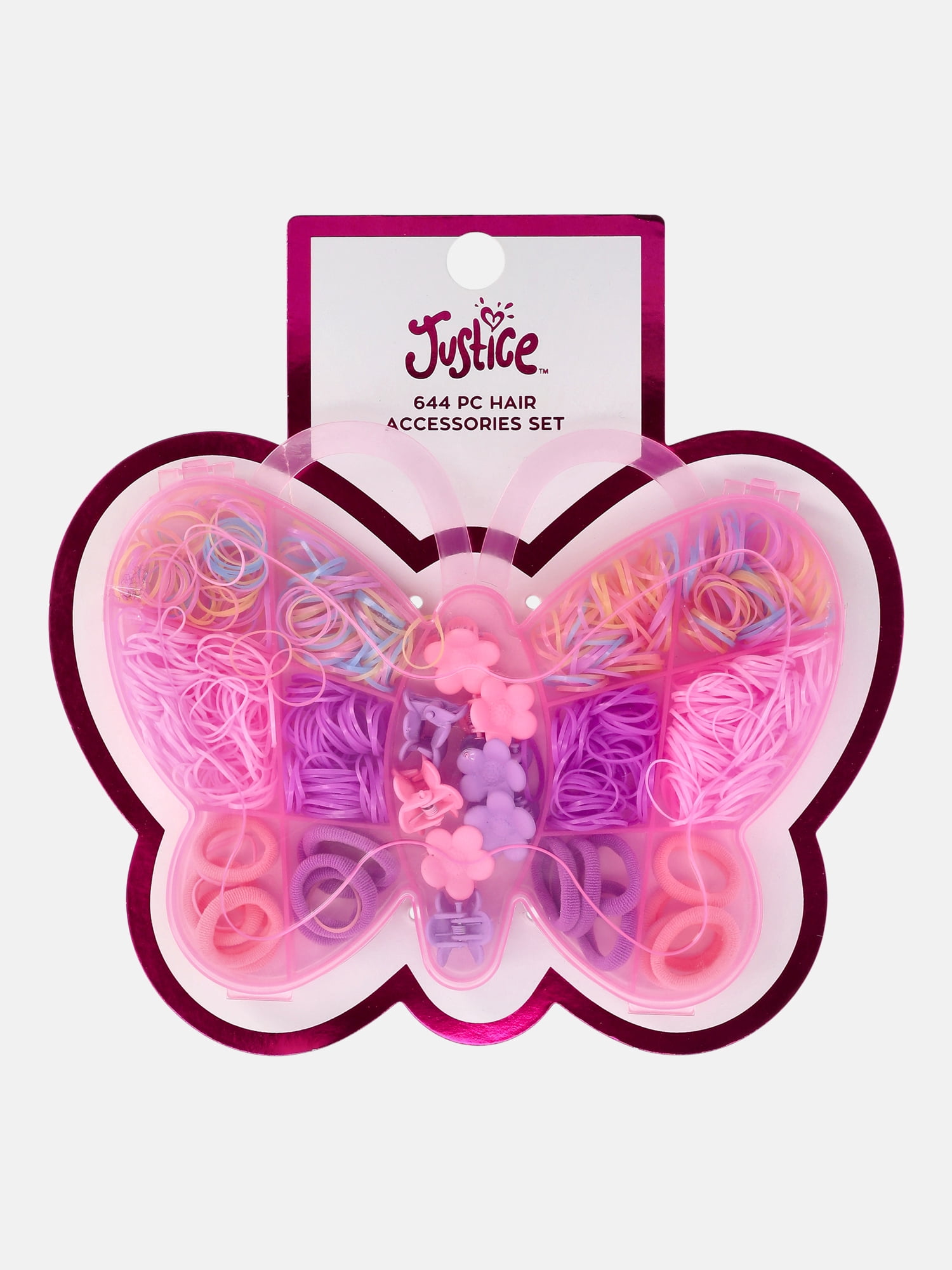 Justice Girls Hair Accessories with Butterfly Case, 575-Piece Set