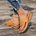 thumbnail image 3 of Dakaela Womens Leather Wedge Sandals Arch Support Orthopedic Flip Flops Non Slip Summer Walking Slides, 3 of 6