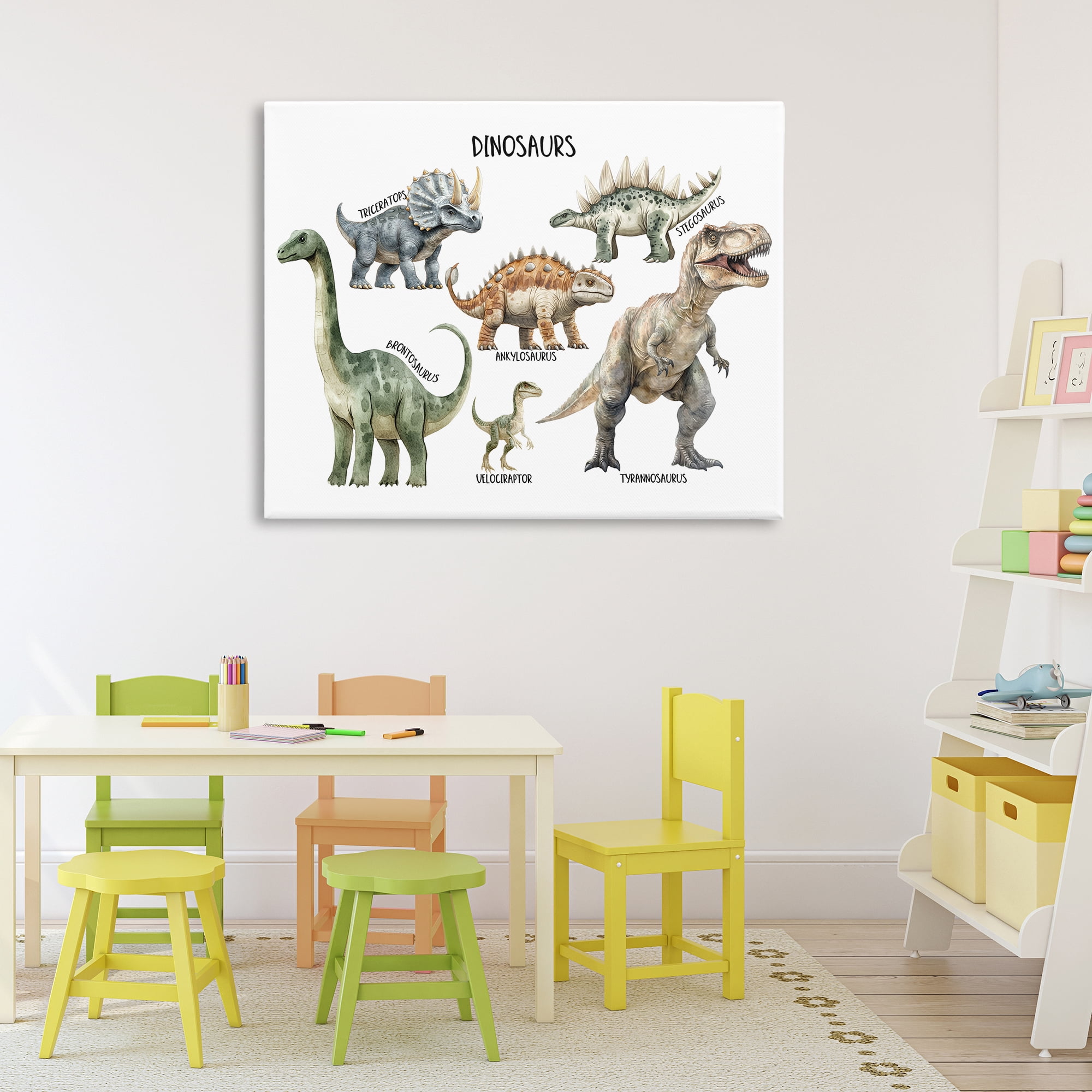 Stupell Industries Meet The Dinosaurs Canvas Wall Art, design by Christine Simpson Art