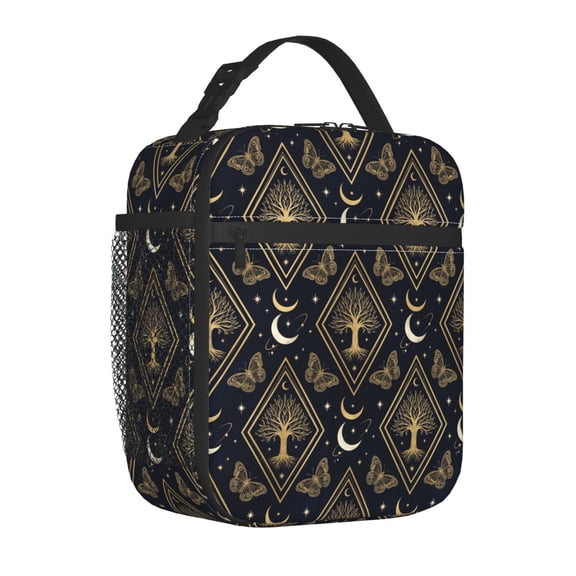 Tree Of Life Lunch Bag Insulated Reusable Cooler Tote Thermal Leakproof Meal Prep Bag Work Office Commute Travel Picnic Portable Side Mesh Pocket Zipper