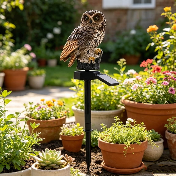 CaiTeLin Solar Owl Garden Stake Light LED Lamp Fixture, Snow Owl Figurine Illumination For Yard Outdoor Night Display, Waterproof Decorative Light For Patio Lawn Flower Bed Porch Home