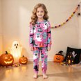 thumbnail image 2 of TOWED22 Kids Halloween Skeleton Pajamas Cotton Pumpkin Ghost Print Sleepwear Toddler Girls Boys Skull Halloween Pjs Sets(Hot Pink,7-8 Y), 2 of 9