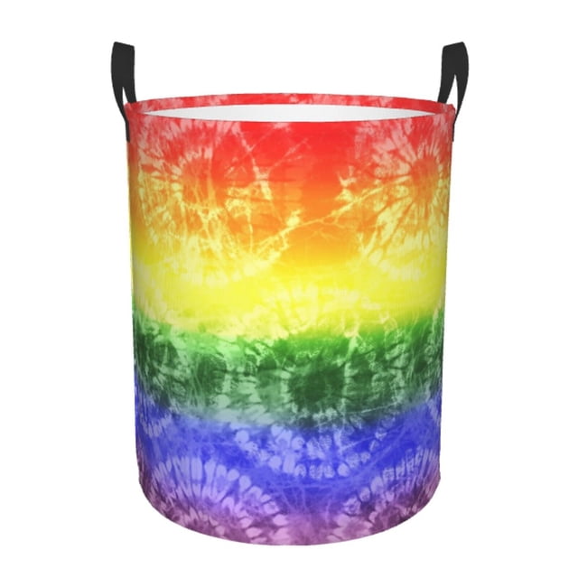 Easygdp Teinture sur Nœuds Coloré pour Grand Panier à Linge Sale, Panier de Rangement Léger, Sac à Linge Ménager avec Poignée-Petit
