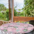 thumbnail image 2 of Ambesonne Floral Fitted Round Tablecloth, Pastel Tone Peony Flowers, 56"- 60" Diameter, Pale Pink Almond Green, 2 of 5