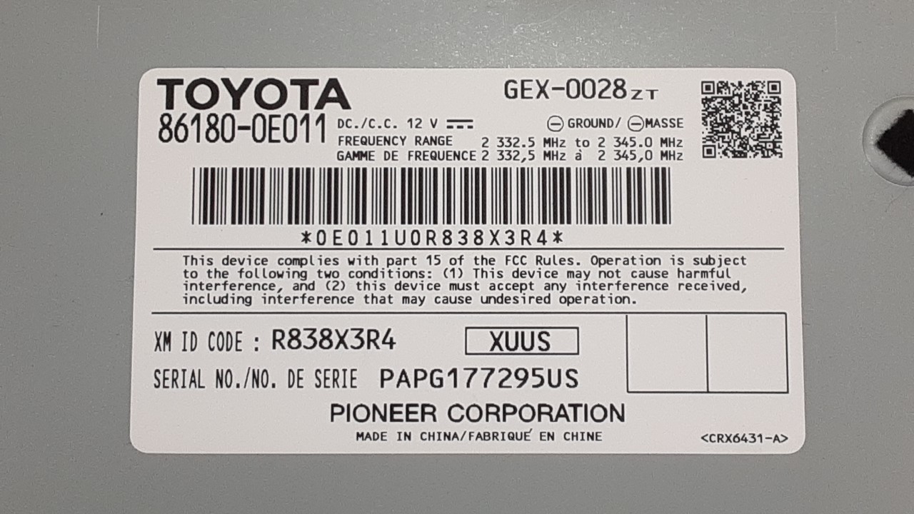 Pre-Owned 2014-2019 Toyota Corolla Tacoma Highlander Satellite Radio Receiver OEM LKQ - Verify Specific Vehicle Fitment In Description - (Good)