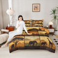thumbnail image 4 of Homewish Boys Girls Animal Giraffe Lion Elephants 3 Pieces Queen Comforter Set,Vintage Retro Aesthetic Ultra Soft Bedding Sets,African Savanna Wildlife Bedding Comforter Set Breathable, 4 of 8