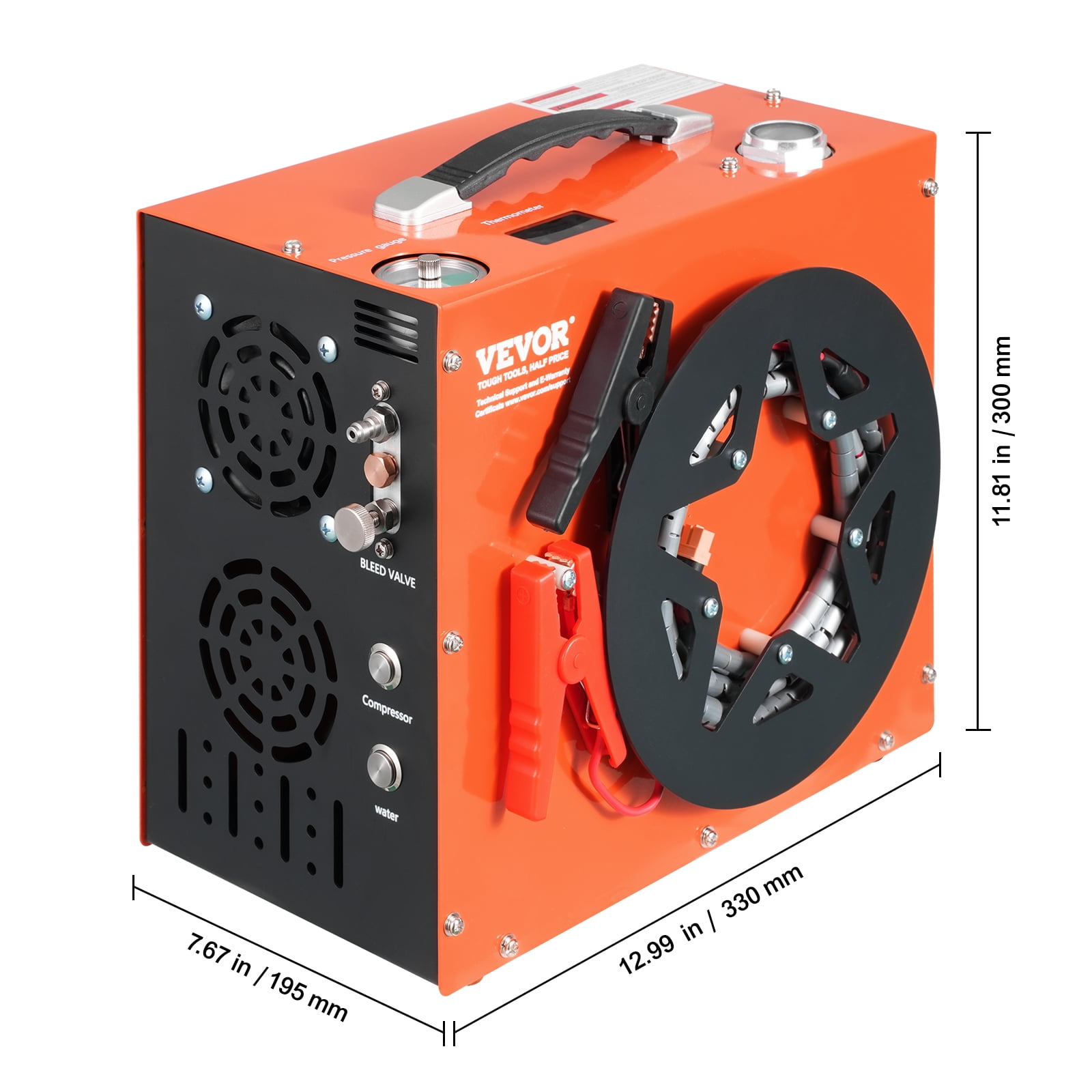VEVOR PCP Air Compressor, 4500PSI/30Mpa Portable PCP Airgun Compressor - Built-in Water and Fan Cooling System, Auto-Stop | DC12V/AC120V Paintball Tank Compressor for Air Rifle, Scuba Diving Bottle