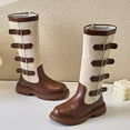 thumbnail image 2 of Ccpelsie Girls Warm Fashion Riding Boots Winter Round Toe Non-Slip Knee-High Boots School Boots for Big Gilrs Little Girls(Brown,12), 2 of 9