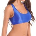 thumbnail image 4 of Chaleco brillante con cuello en U para mujer, camiseta sin mangas, camisetas de Yoga, Tops de traje de baño para mujer, Top corto sin mangas de Color sólido para gimnasio y Fitness, 4 of 5