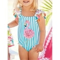 thumbnail image 2 of Aunavey Kids Toddler Baby Girl One Piece Swimsuit Beach Wear Striped Flamingo Tassels Swimwear Bathing Suits 0-7T, 2 of 6