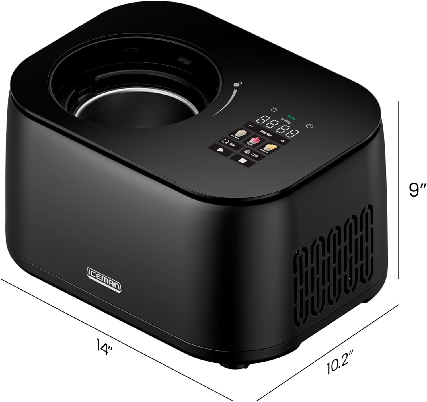 Iceman Trio Ice Cream, Frozen Yogurt, and Italian Ice Maker, No Pre-Freezing - Black
