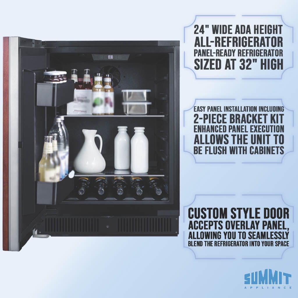 Summit 24 Inch  Refrigerator, 4.4 cu.ft., ADA Compliant, Built-In, Panel Ready*- AL54IF (Panel Not Included)