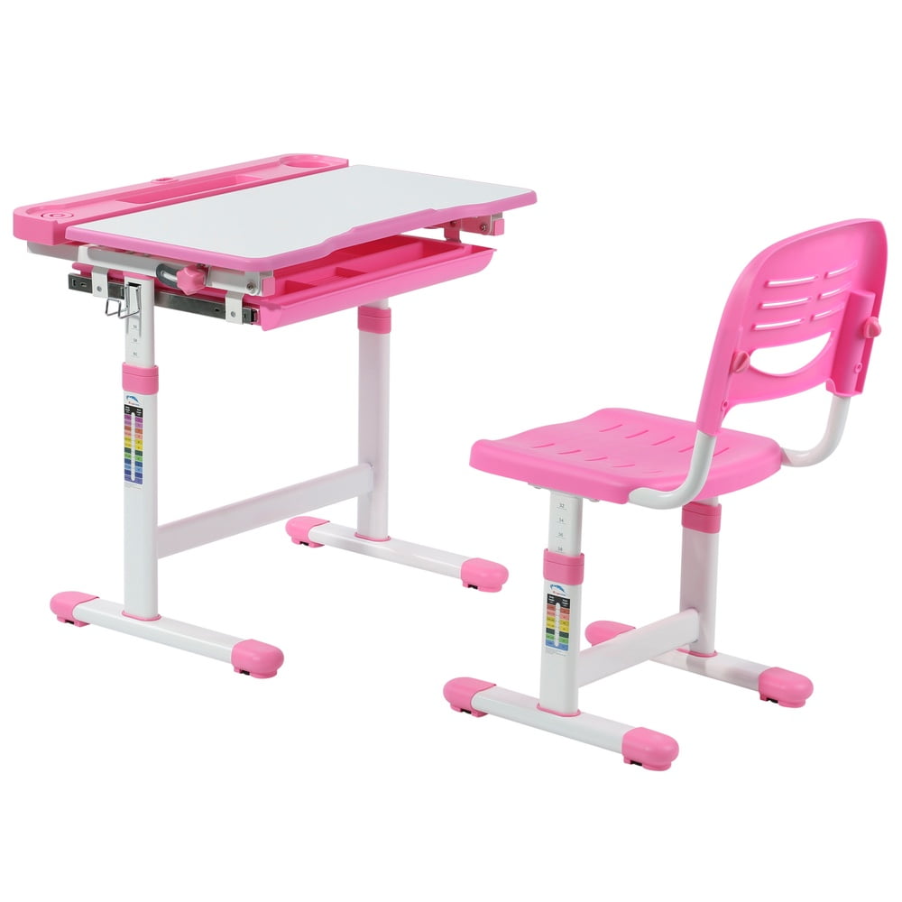 Avicenna Kids Desk Chair Set Children S Ergonomic With Avicenna Kids Desk Chair Set Children S Ergonomic With Desktop Tilt Feature Height Adjule Study Table Pink
