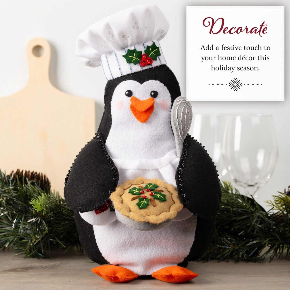 Bucilla Baking up Cheer 7.5 x 13 x 7 in Felt Applique Wall Hanging Kit