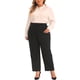 thumbnail image 2 of Pantalones de trabajo de oficina de talla grande plisados Agnes Orinda para mujer, de cintura alta, rectos, casuales de negocios con bolsillo 1X negro, 2 of 6