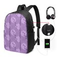thumbnail image 3 of YFYANG 17" Laptop Backpack, Purple Floral Stripes Fashion Travel Work Backpack with USB and Headphone Cable Interface for Men and Women, 3 of 8