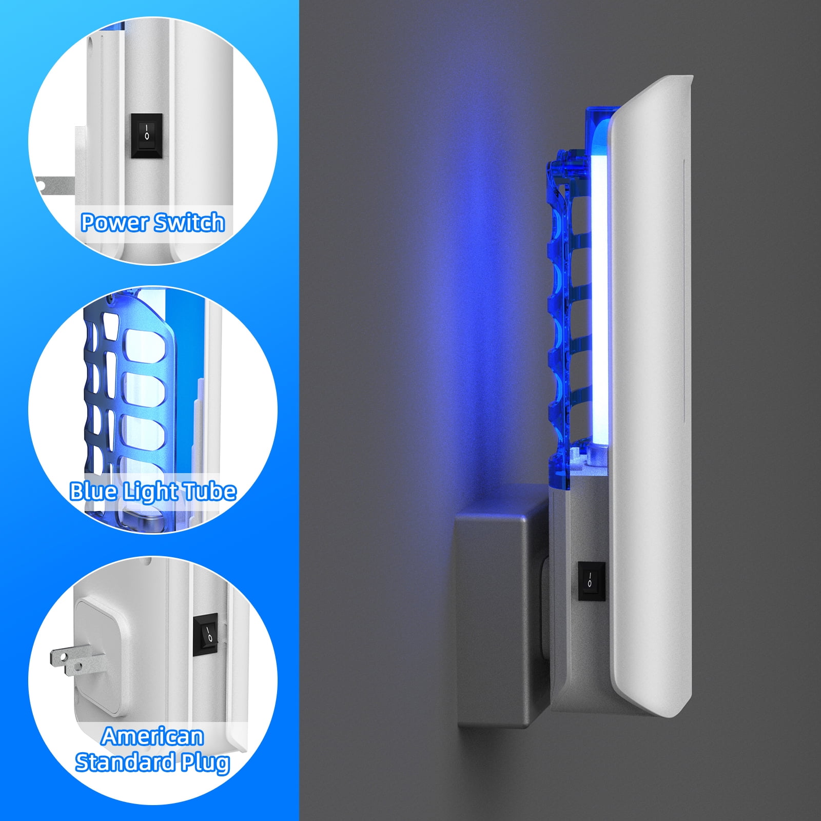 Onemayship Plug-in Mosquito Killer Lamp Indoor Bug Trap Blue Light Insect Zapper Safe for Pets&Kids - Home Professional Flying Insect Catcher