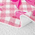 thumbnail image 5 of Manfei Pink Geometric Grid Twin Quilt Set,Cartoon Bow Tie Twin Coverlet Set,3-Piece,1 Bedspread and 1 Pillowcase, 5 of 7