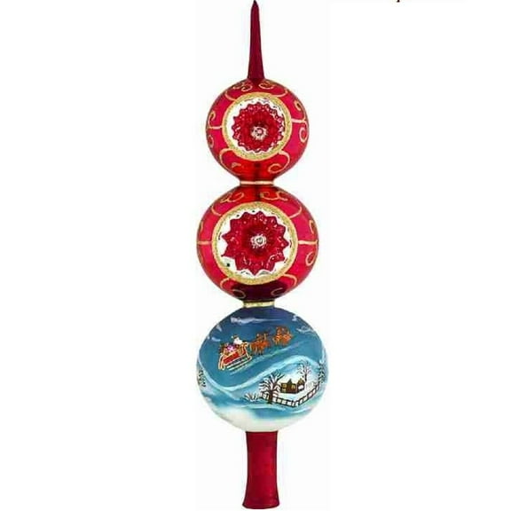 Metzler Brothers Santa and His Sleigh Finial Polish Glass Christmas Tree Topper