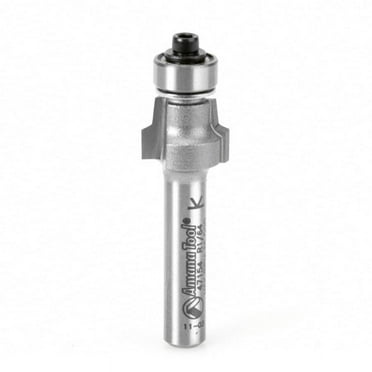 Amana Tool 47154 Carbide Tipped No-File Trim .015 R x 1/2 D x 3/8 CH x 1/4 Inch SHK w/ Lower Ball Bearing Router Bit