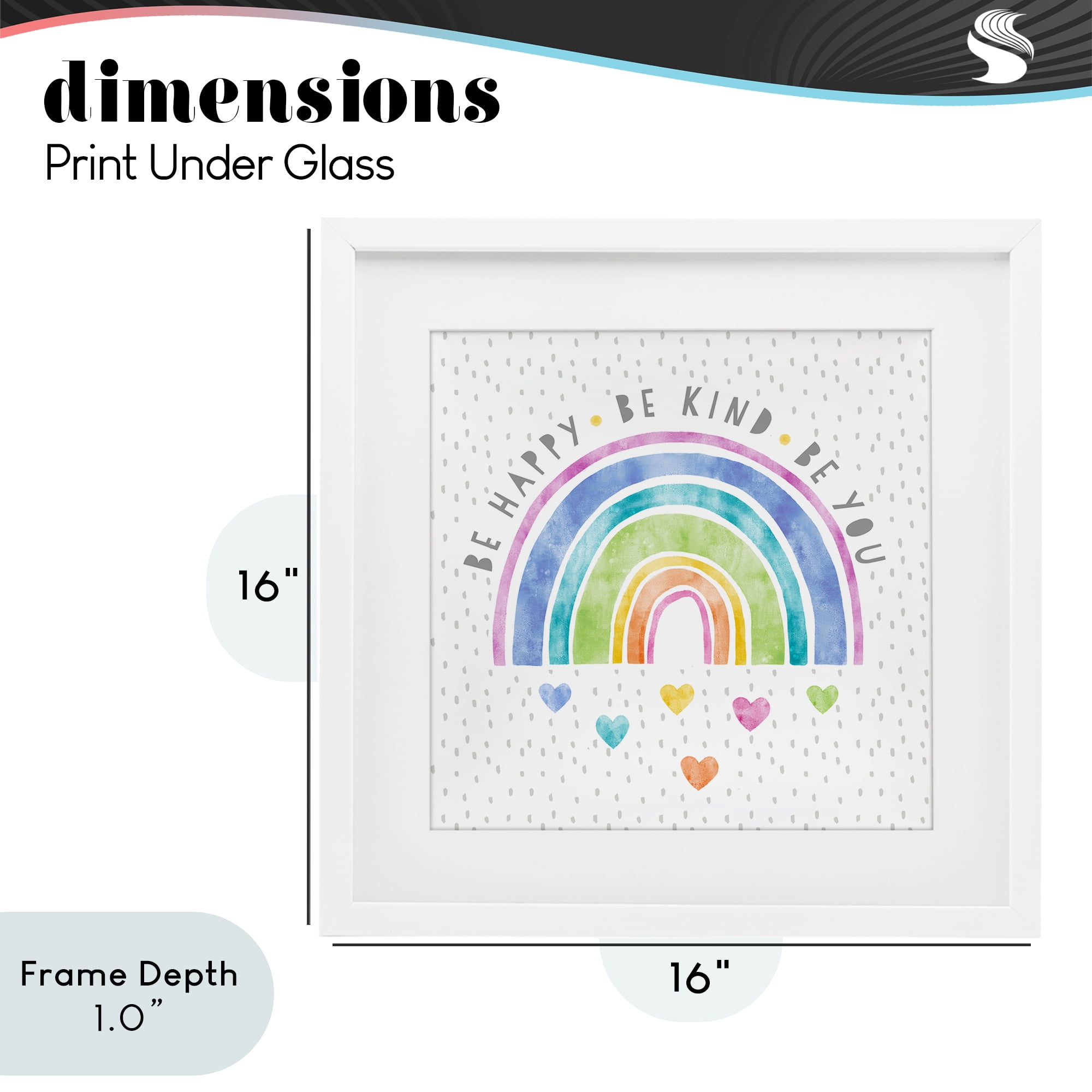Stupell Industries Be You Hearts & Rainbow White Framed Print Under Glass, design by Suzanne Nicoll