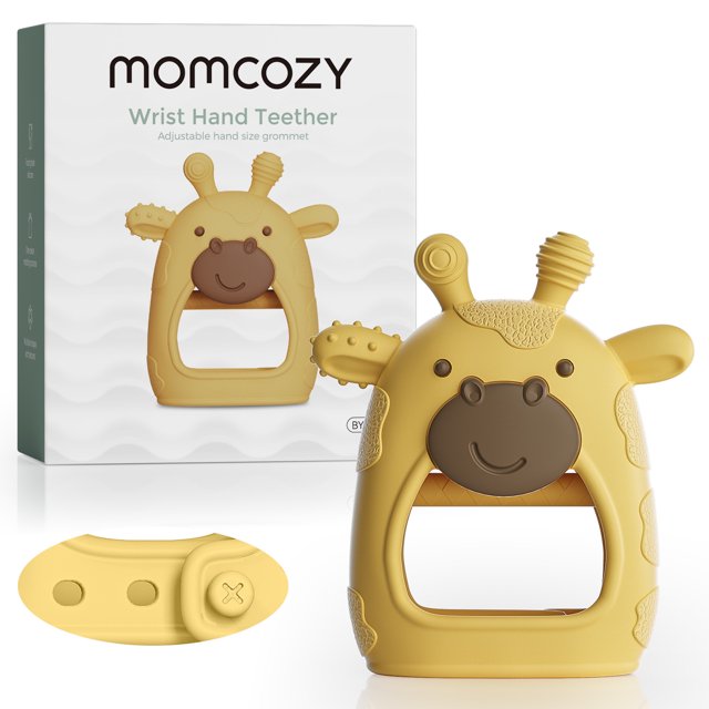 Momcozy Silicone Baby Teether Giraffe Yellow, Baby Teething Toys 1 Count