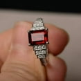 thumbnail image 2 of Jewelerix Emerald Cut Gemstone Red Garnet Ring Cocktail Ring Sterling Silver Ring Anniversary Gift for Women, 2 of 3