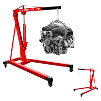 Hydraulic Engine Motor Hoist, 4 Load Capacity Settings, 50 in Boom Extension, 4 Reinforced Casters, Workshop Crane, Workshops, Garages, Small Engine Projects