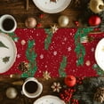 thumbnail image 2 of Red Snowman Christmas Cotton Linen Table Runner for Dining Kitchen, Xmas Tree Snowflake Balls Wedding Outdoor Party Tablerunners Decoration, Dresser Scarf Coffee Tablecloth Runners 13x48 Inches, 2 of 9