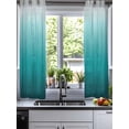 thumbnail image 2 of Teal Ombre Sheer Curtains 39 Inch Length 2 Panels Set for Living Room/Bedroom, Contemporary Gradient Abstract Art Kitchen Curtains Grommet Semi-Sheer Curtains Drapes Window Treatments 27.5"x39"x2, 2 of 7