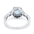 thumbnail image 3 of Flower Wedding Ring Round Black Lab-Created White Opal 925 Sterling Silver Size 6, 3 of 5
