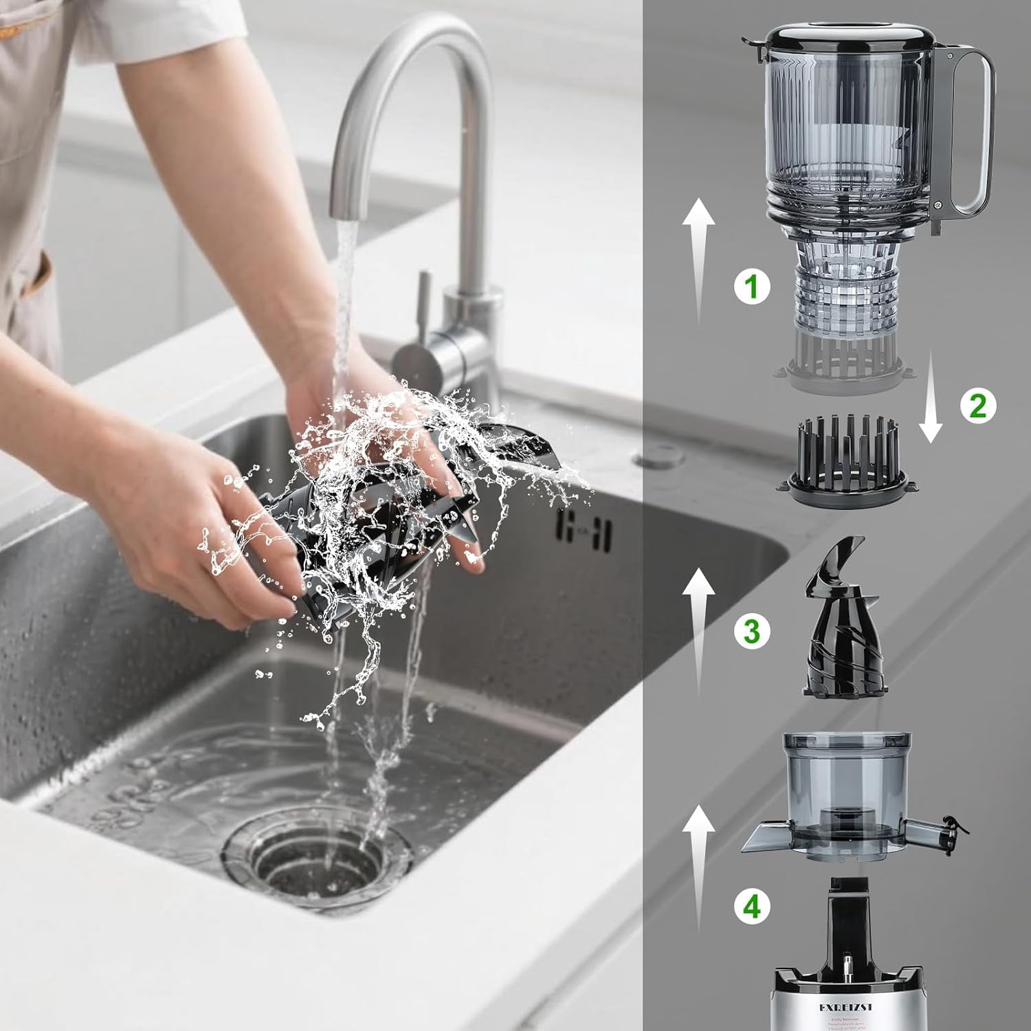 Cold Press Juicer  with 5.3 Inch Large Feed Chute for Whole Fruit Vegetable, 300W Slow Masticating Extractor, Easy Clean