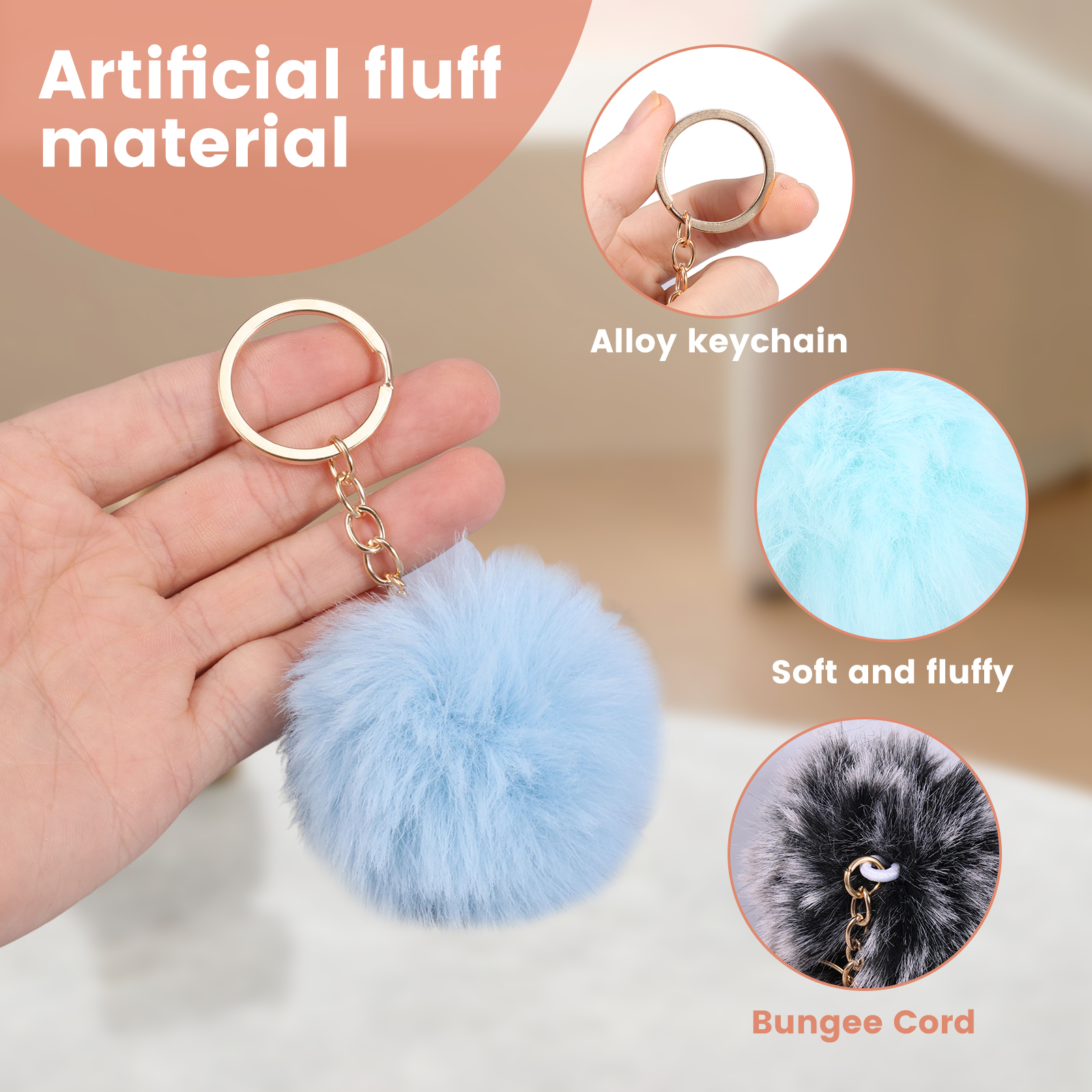 60 Pcs Pom Pom Keychain Fluffy Pompom Keychain Soft Pompom Keyring for Girls Women Hats Shoes Bags Accessories Multicoloured