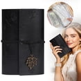 thumbnail image 2 of Vintage PU Leather Travel Journal, Maple Leaf Embossed Refillable Notebook, Budget Envelope String Bound Diary, Retro Soft Cover Wallet Journal for Travel Planning Budgeting,7.2X5inch, 2 of 7